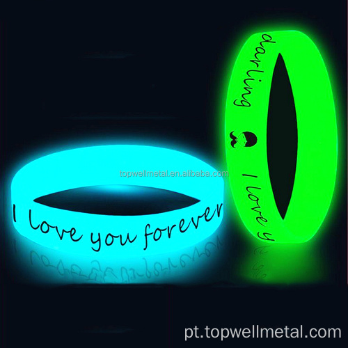 Pulseira de silicone luminosa e preenchida injetada personalizada